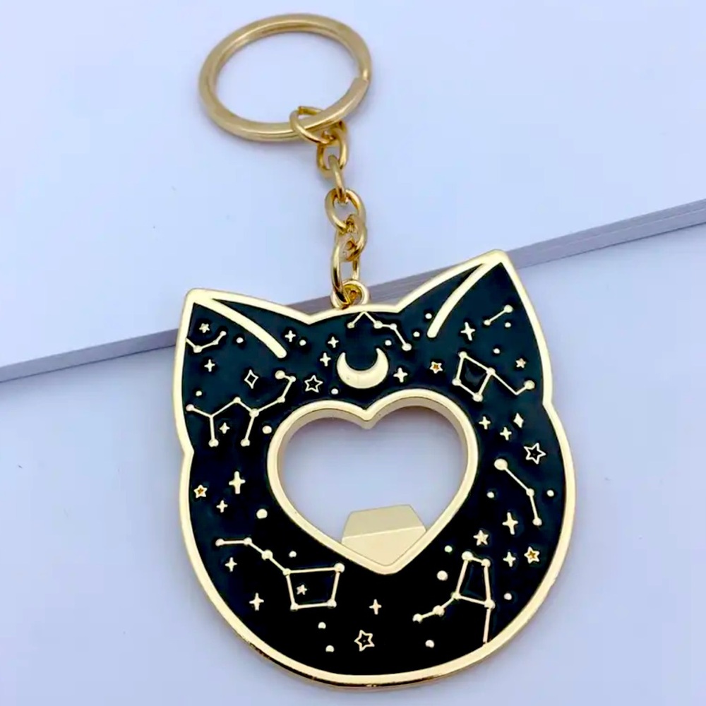 Cat Cosmic Bottle Opener Keychain